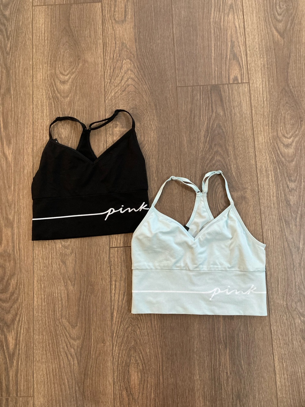 PINK Active Victoria Secret Seamless Crop Bralette Set Of 2 Size S & XS